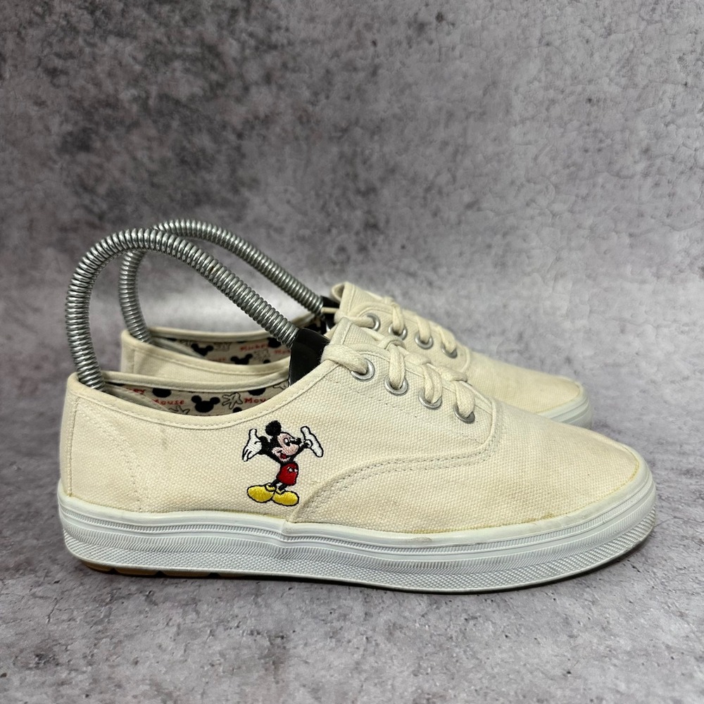 Vintage Disney Mickey Unlimited Sneakers Women's 5.5 Cream Canvas Shoes